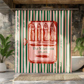 ファミリーパーソナライズされたレトロサーディンティンストライプズ シャワーカーテン