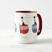 ファミリーパーソナライズされたレトロスキーリフトイラストレーション マグカップ (正面右)