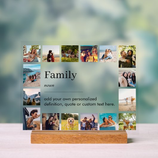 ファミリーパーソナライズされた定義16フォトコラージュ アクリルサイン (ニュートラル)
