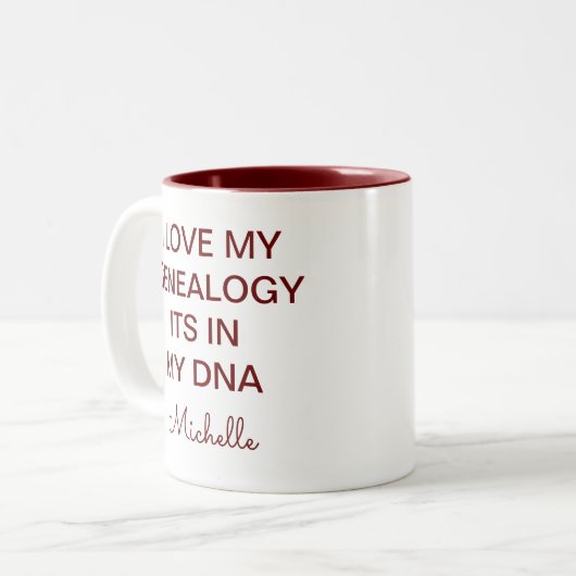 ファミリーパーソナライズされた懇親会いとこ形見 ツートーンマグカップ (正面左)