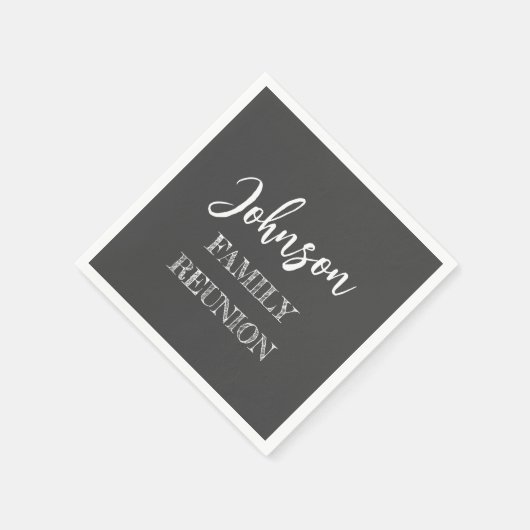 ファミリーパーソナライズされた懇親会グレイ紙 スタンダードカクテルナプキン (角)