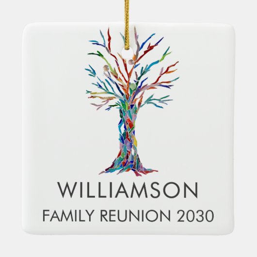 ファミリーパーソナライズされた懇親会ファミリーツリー セラミックオーナメント (裏面)