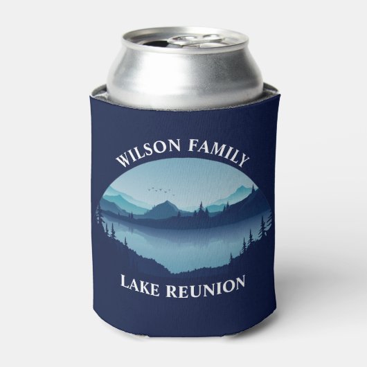 ファミリーパーソナライズされた懇親会ブルーレイクバケーション 缶クーラー (缶正面)