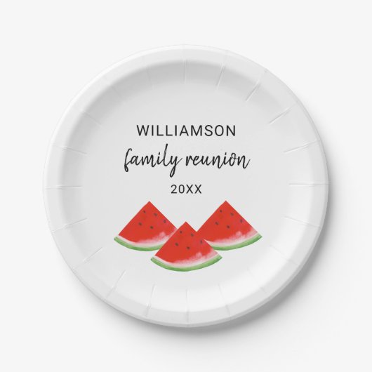 ファミリーパーソナライズされた懇親会レッドスイカ ペーパープレート (正面)