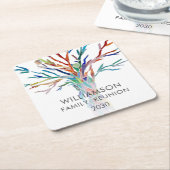 ファミリーパーソナライズされた懇親会 スクエアペーパーコースター (アングル)