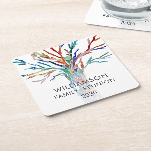 ファミリーパーソナライズされた懇親会 スクエアペーパーコースター (アングル)