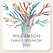 ファミリーパーソナライズされた懇親会 スクエアペーパーコースター (正面)