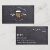 ファミリービジネスコーヒーショップのロゴカスタム 名刺 (正面/裏面)
