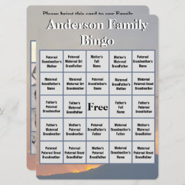 ファミリービンゴカードオレンジサンセットと山写真