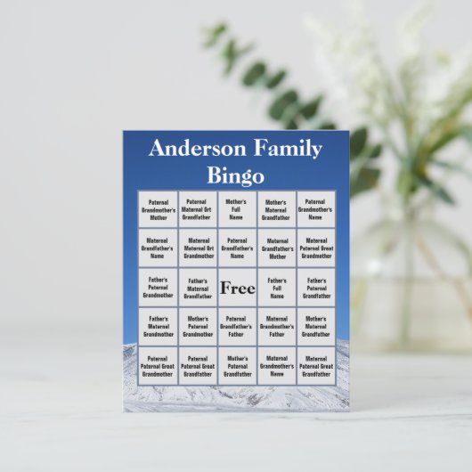 ファミリービンゴゲーム雪の覆われた山の写真 (スタンド正面)