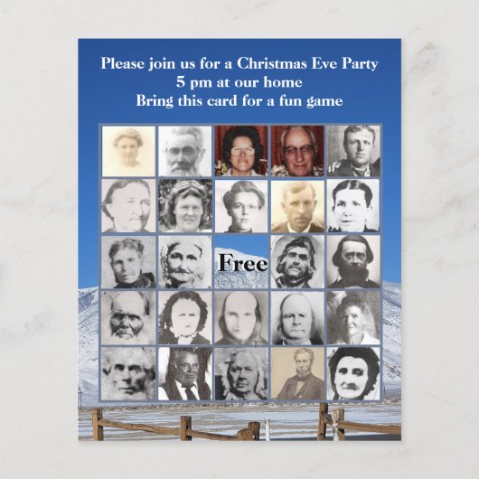 ファミリービンゴゲーム雪の覆われた山の写真 (裏面)