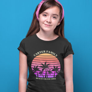 ファミリービーチトリップトロピカルアイランドサンセットキッズ Tシャツ