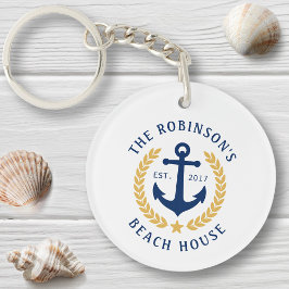 ファミリービーチハウスいかり金ゴールドローレルスター2サイド キーホルダー