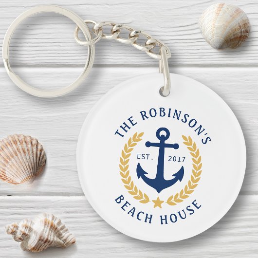 ファミリービーチハウスいかり金ゴールドローレルスター2サイド キーホルダー