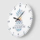 ファミリービーチハウスカスタムトロピカルパイナップル ラージ壁時計 (傾斜)