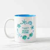 ファミリービーチハウスブルーウォーターカラーシーシェル ツートーンマグカップ (左)