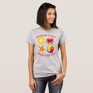ファミリービーチバケーションスターフィッシュカニビーチボールサン Tシャツ