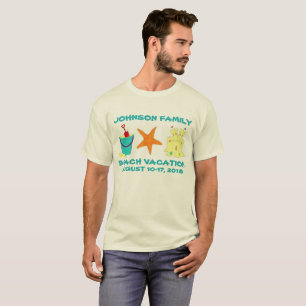 ファミリービーチバケーションスターフィッシュサンドキャッスルバケット Tシャツ