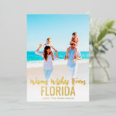 ファミリービーチフォトクリスマスカードゴールドフォイル州 箔シーズンカード (立ち正面)