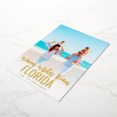 ファミリービーチフォトクリスマスカードゴールドフォイル州 箔シーズンカード (回転した状態)