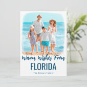 ファミリービーチフォトクリスマスカード水彩州 シーズンカード (スタンド正面)