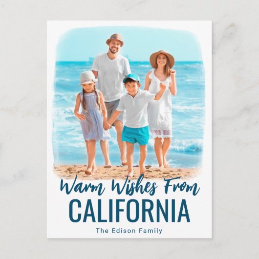 ファミリービーチフォトクリスマスカード水彩州 ポストカード (正面)