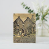 ファミリーピクニックオールドカントリーハウスフォトヴィンテージ ポストカード (スタンド正面)