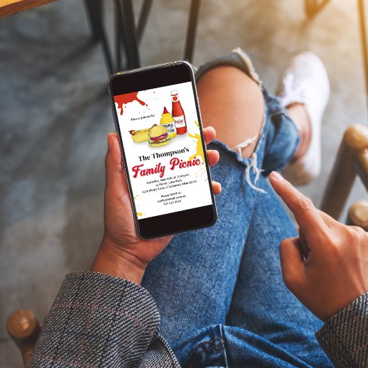 ファミリーピクニックサマーBBQカスタム 招待状