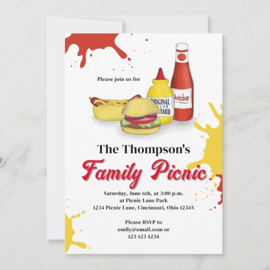 ファミリーピクニックサマーBBQカスタム 招待状 (正面)