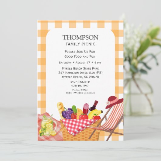 ファミリーピクニックバーベキュークックアウトグリル 招待状 (スタンド正面)