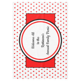 ファミリーピクニックホワイトレッド水玉模様 テーブルクロス