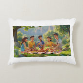 ファミリーピクニックポイントデザイン黄色 アクセントクッション (正面)