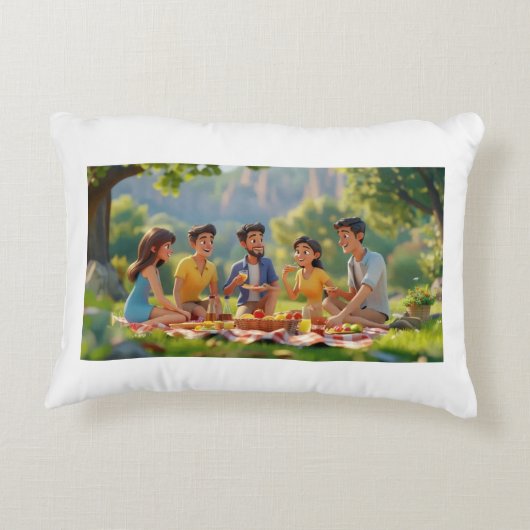 ファミリーピクニックポイントデザイン黄色 アクセントクッション (裏面)