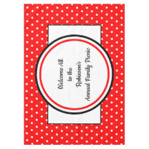 ファミリーピクニックレッドホワイト水玉模様