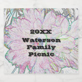 ファミリーピクニ芸術的ックラインスケッチフラワーフローラ ビールラベル (シングルラベル)