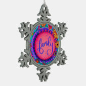 ファミリーピンクのフローラかわいらし刺激 スノーフレークピューターオーナメント (左)