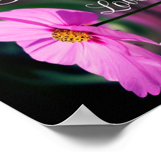 ファミリーピンクの花の抽象芸術感動的語 ポスター (角)