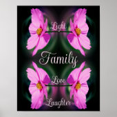 ファミリーピンクの花の抽象芸術感動的語 ポスター (正面)