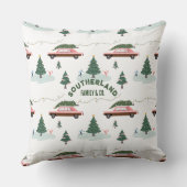 ファミリーピンクビンテージカークリスマスツリー配信 クッション (裏面)