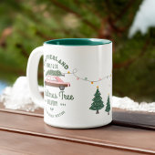 ファミリーピンクビンテージカークリスマスツリー配信 ツートーンマグカップ