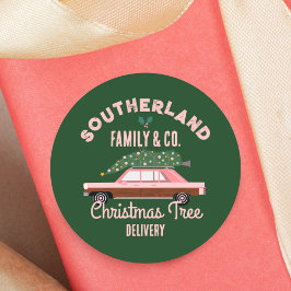 ファミリーピンクビンテージカークリスマスツリー配信 ラウンドシール