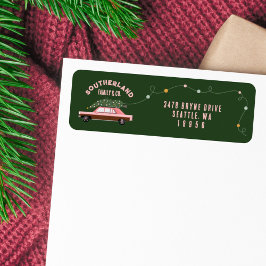 ファミリーピンクビンテージカークリスマスツリー配信 ラベル