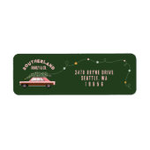 ファミリーピンクビンテージカークリスマスツリー配信 ラベル (正面)