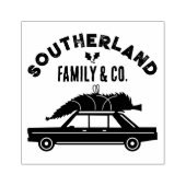 ファミリーピンクレトロヴィンテージカークリスマスツリー ラバースタンプ (インプリント)