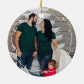 ファミリーピンクヴィンテージカー古いクリスマス セラミックオーナメント (裏面)