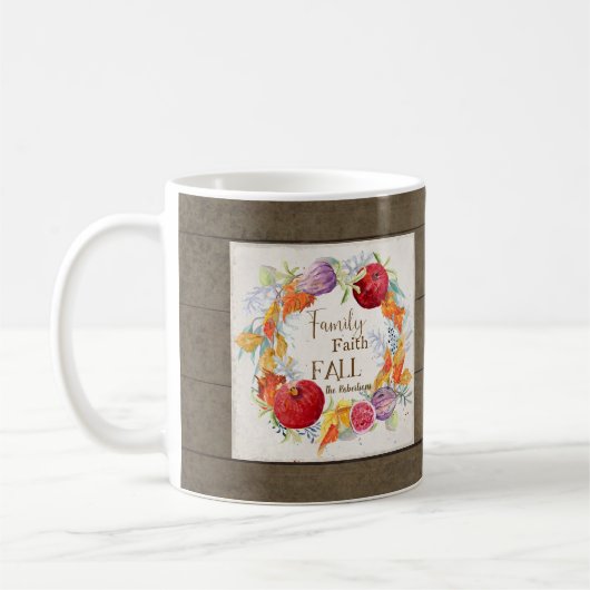 ファミリーファイト秋(名称オータムリースウォーターカラー) コーヒーマグカップ (左)