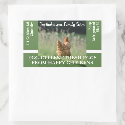ファミリーファームおもしろいチキン写真テンプレートグリーン 長方形シール (バッグ)