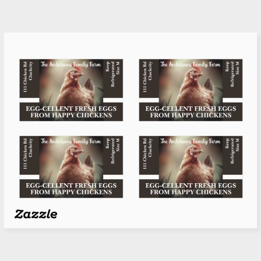 ファミリーファームカスタムーおもしろいチキン写真テンプレート 長方形シール (シート)