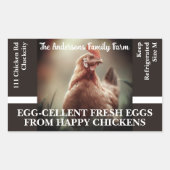 ファミリーファームカスタムーおもしろいチキン写真テンプレート 長方形シール (正面)