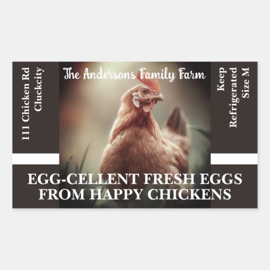 ファミリーファームカスタムーおもしろいチキン写真テンプレート 長方形シール (正面)